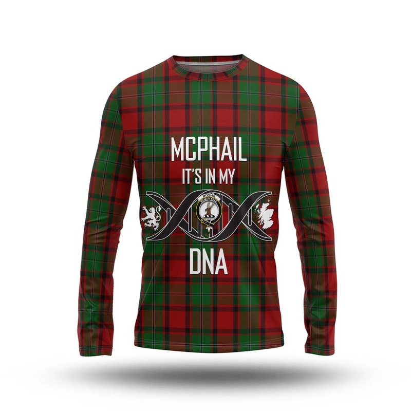 McPhail Tartan Long Sleeve T-Shirt with Family Crest DNA In Me Style