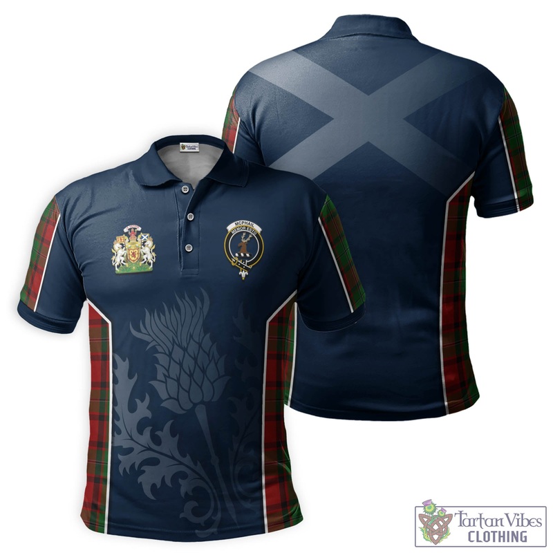 McPhail Tartan Men's Polo Shirt with Family Crest and Scottish Thistle Vibes Sport Style