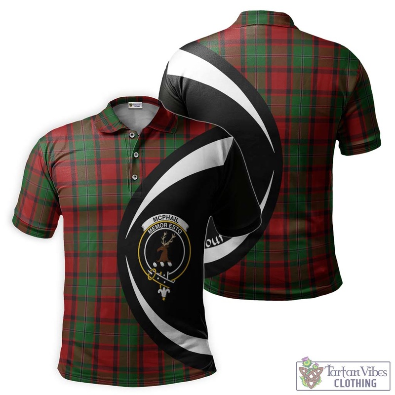 McPhail Tartan Men's Polo Shirt with Family Crest Circle Style
