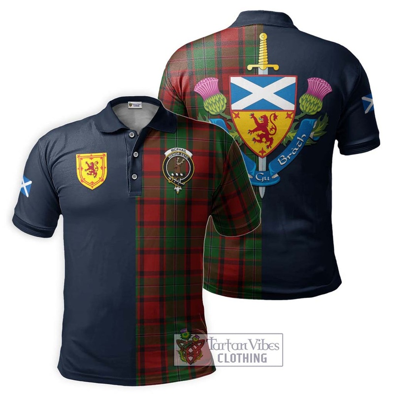 McPhail Tartan Polo Shirt Alba with Scottish Lion Royal Arm Half Style