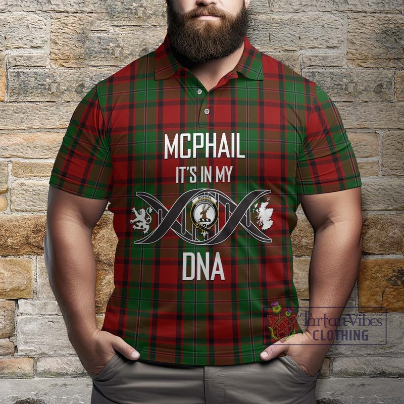 McPhail Tartan Polo Shirt with Family Crest DNA In Me Style