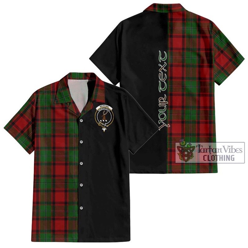 McPhail Tartan Short Sleeve Button Shirt with Family Crest and Half Of Me Style