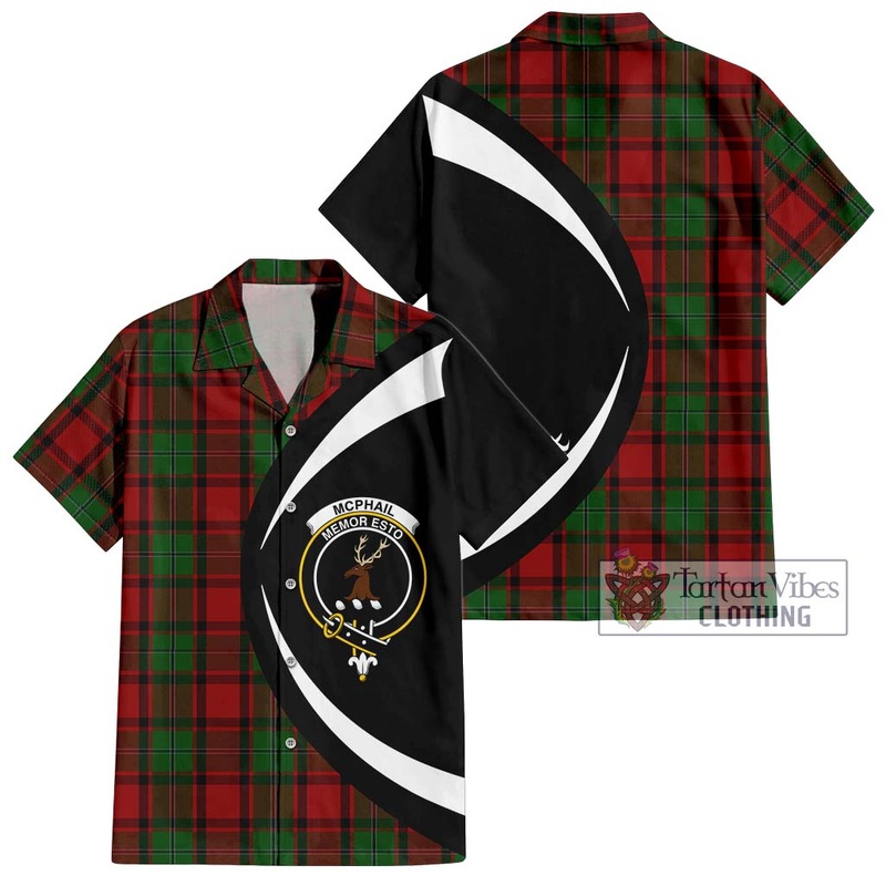 McPhail Tartan Short Sleeve Button Up with Family Crest Circle Style