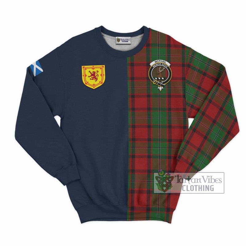 McPhail Tartan Sweatshirt Alba with Scottish Lion Royal Arm Half Style