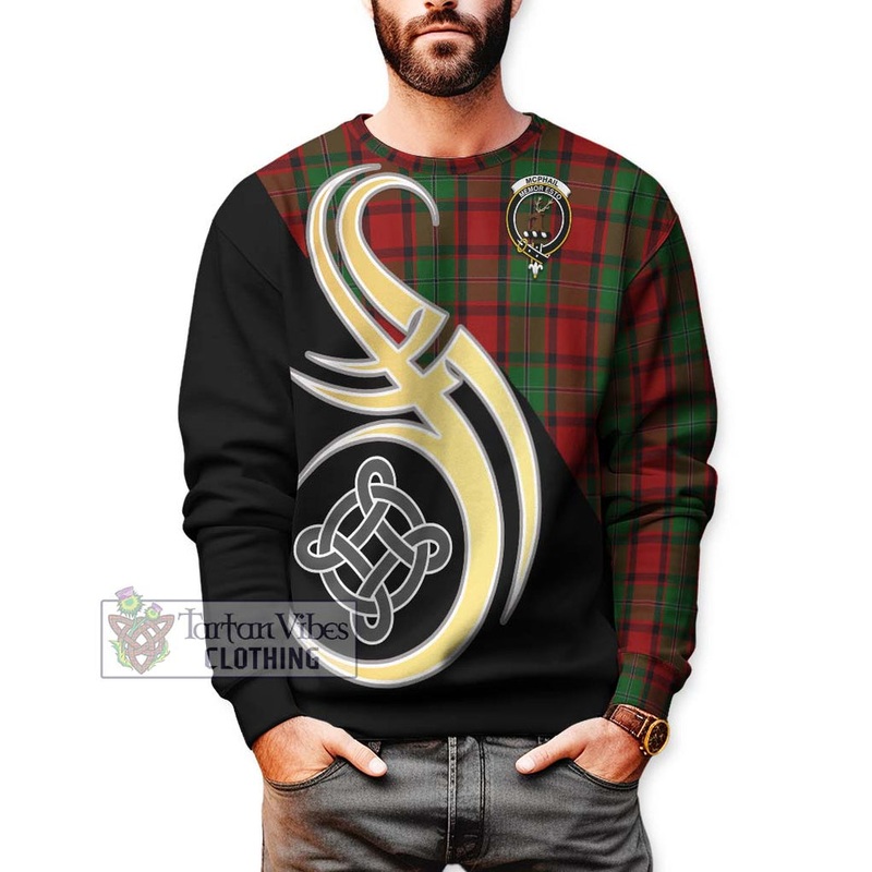 McPhail Tartan Sweatshirt with Family Crest and Celtic Symbol Style