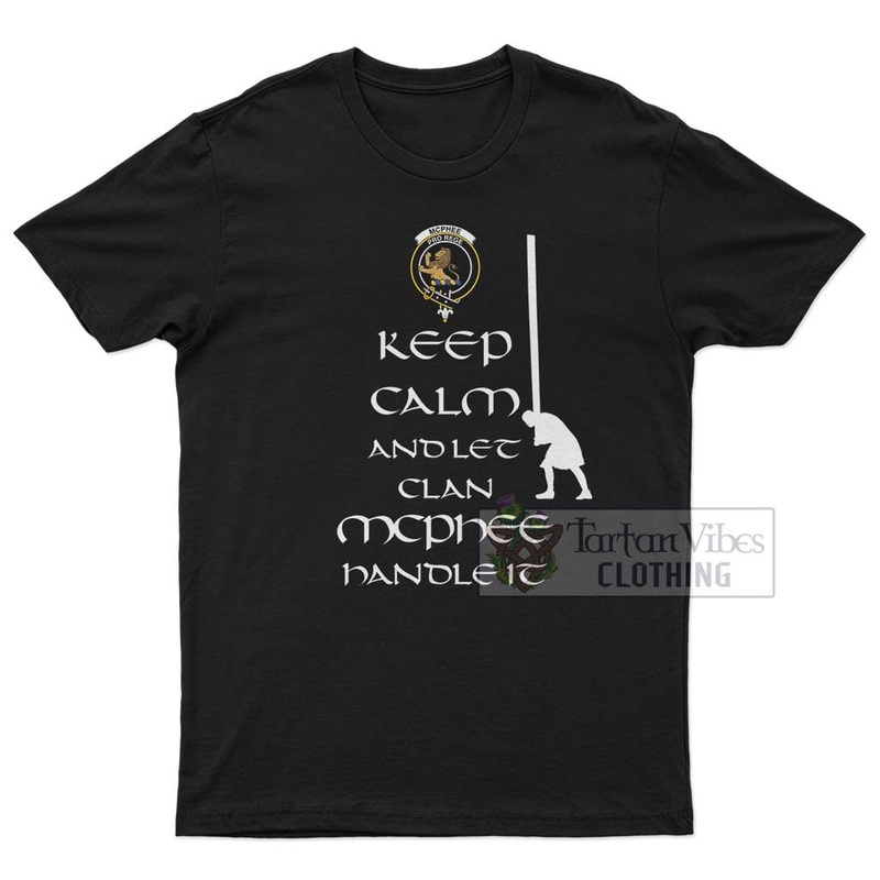 McPhee Clan Men's T-Shirt: Keep Calm and Let the Clan Handle It Caber Toss Highland Games Style