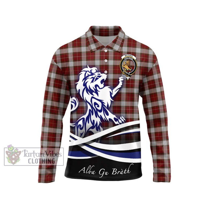 McPhee Dress Tartan Long Sleeve Polo Shirt with Alba Gu Brath Regal Lion Emblem