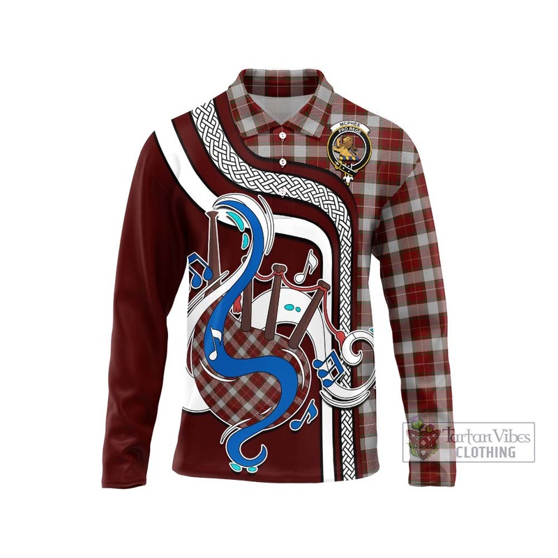 McPhee Dress Tartan Long Sleeve Polo Shirt with Epic Bagpipe Style