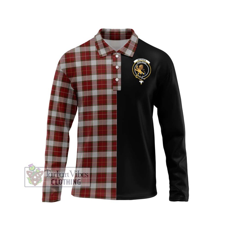 McPhee Dress Tartan Long Sleeve Polo Shirt with Family Crest and Half Of Me Style
