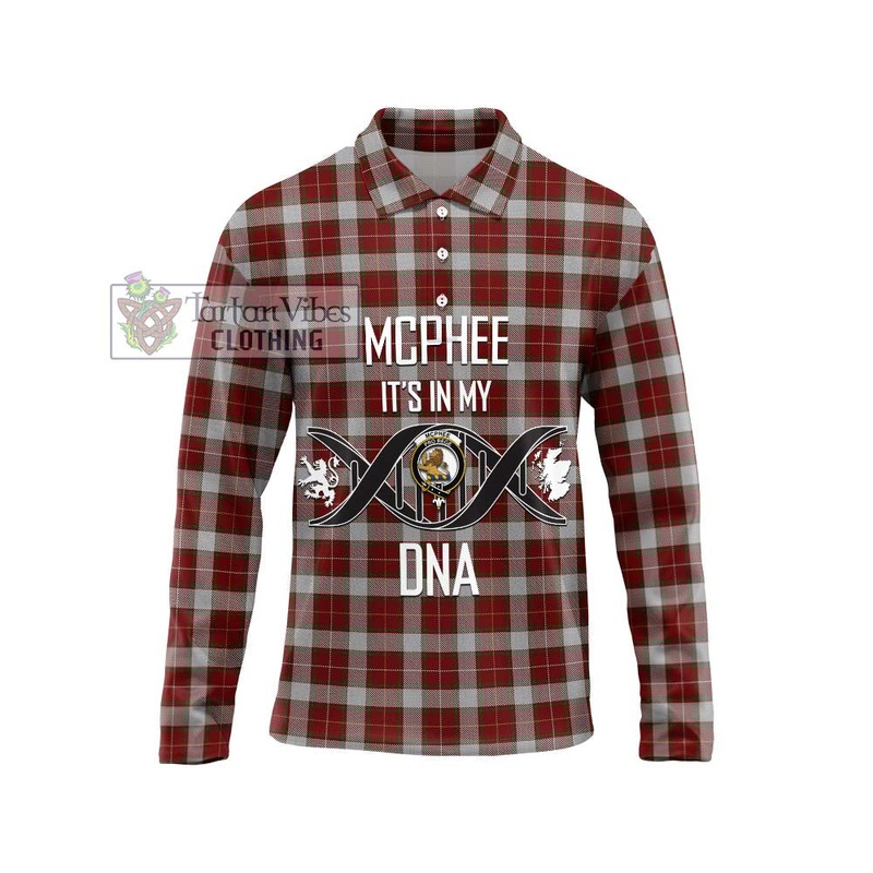 McPhee Dress Tartan Long Sleeve Polo Shirt with Family Crest DNA In Me Style