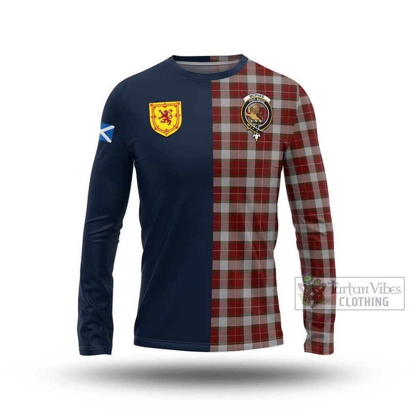 McPhee Dress Tartan Long Sleeve T-Shirt Alba with Scottish Lion Royal Arm Half Style