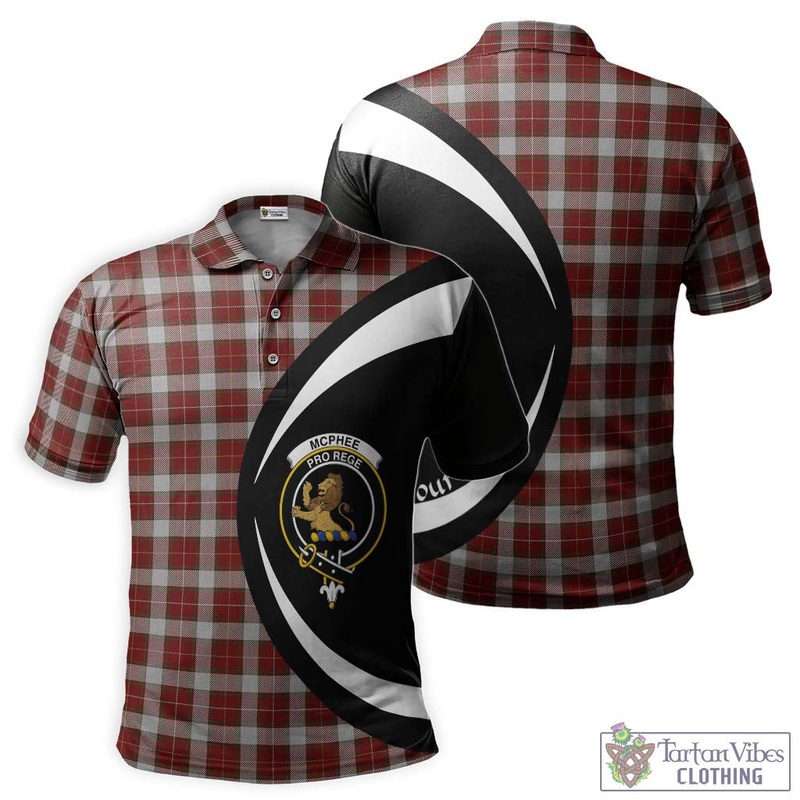 McPhee Dress Tartan Men's Polo Shirt with Family Crest Circle Style