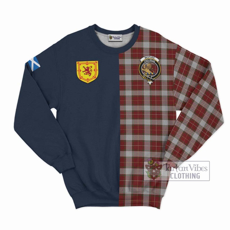 McPhee Dress Tartan Sweatshirt Alba with Scottish Lion Royal Arm Half Style