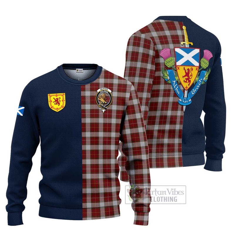 McPhee Dress Tartan Ugly Sweater with Scottish Lion Royal Arm Half Style