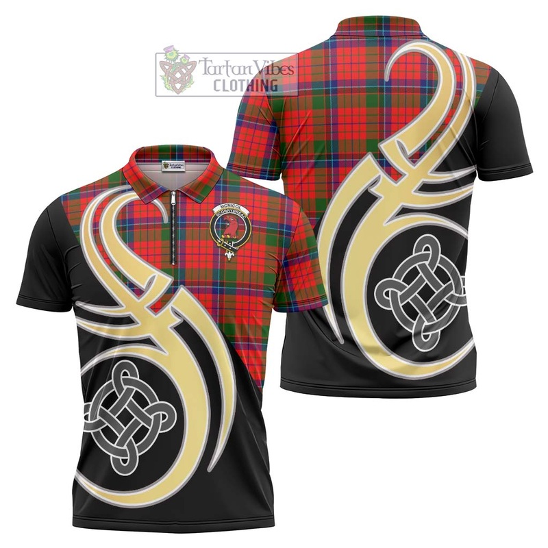 McNicol of Scorrybreac Tartan Zipper Polo Shirt with Family Crest and Celtic Symbol Style
