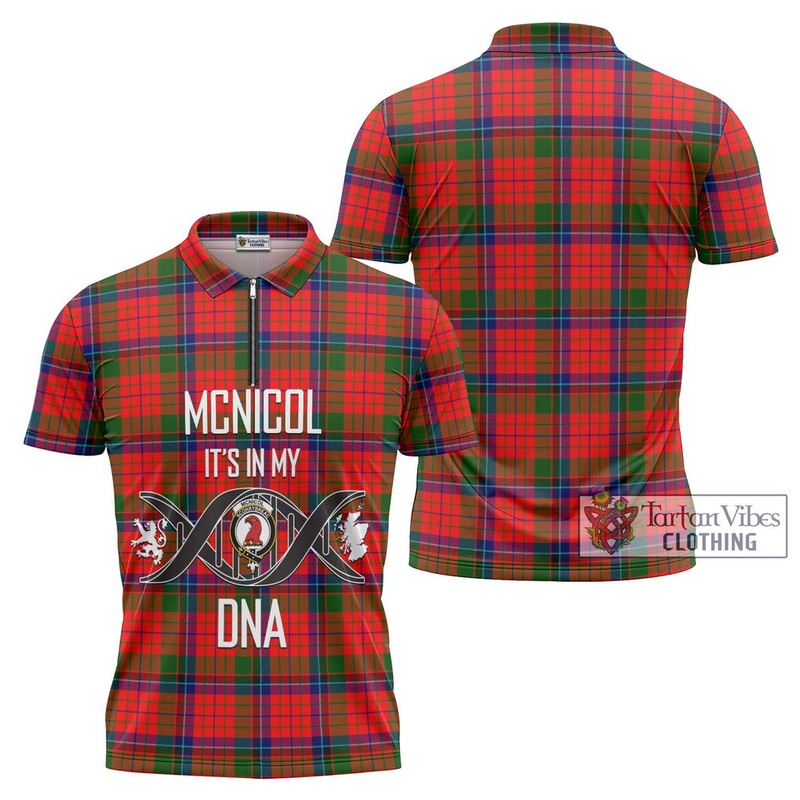McNicol of Scorrybreac Tartan Zipper Polo Shirt with Family Crest DNA In Me Style