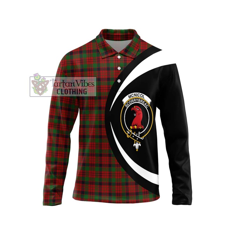 McNicol Tartan Long Sleeve Polo Shirt with Family Crest Circle Style