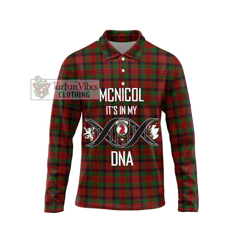 McNicol Tartan Long Sleeve Polo Shirt with Family Crest DNA In Me Style