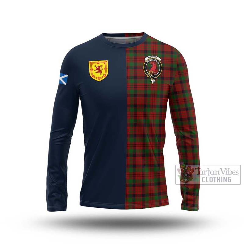 McNicol Tartan Long Sleeve T-Shirt Alba with Scottish Lion Royal Arm Half Style