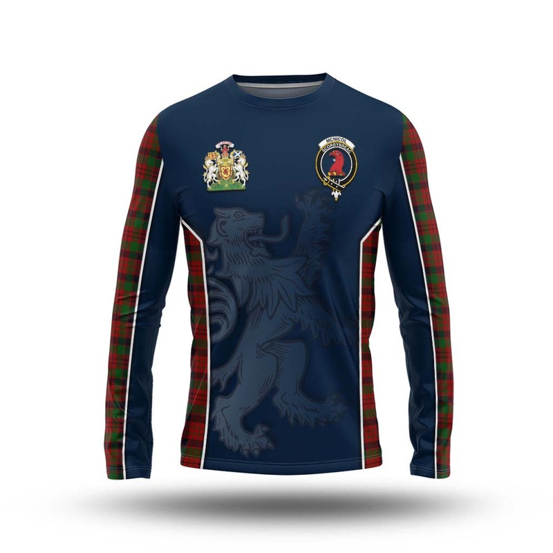 McNicol Tartan Long Sleeve T-Shirt with Family Crest and Lion Rampant Vibes Sport Style
