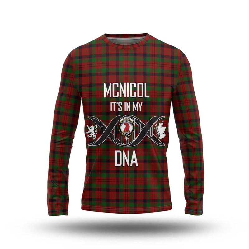 McNicol Tartan Long Sleeve T-Shirt with Family Crest DNA In Me Style