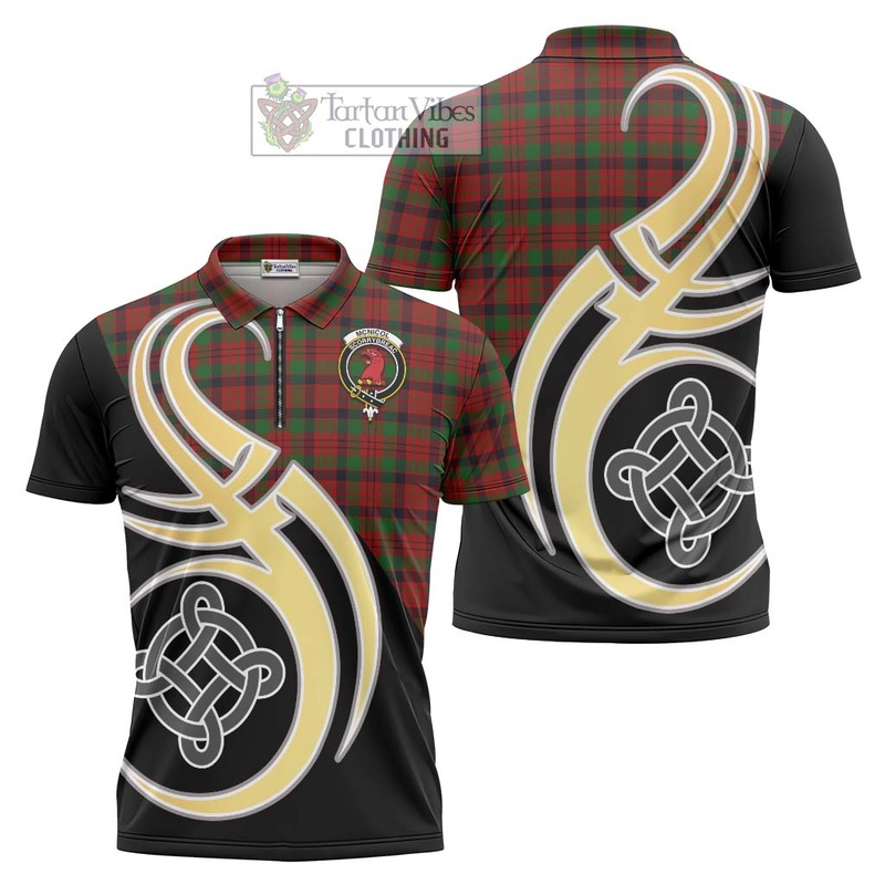 McNicol Tartan Zipper Polo Shirt with Family Crest and Celtic Symbol Style
