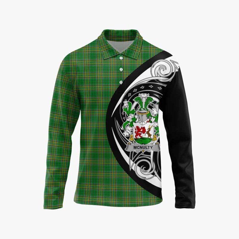 McNulty Irish Clan Long Sleeve Polo Shirt Celtic Circle Style
