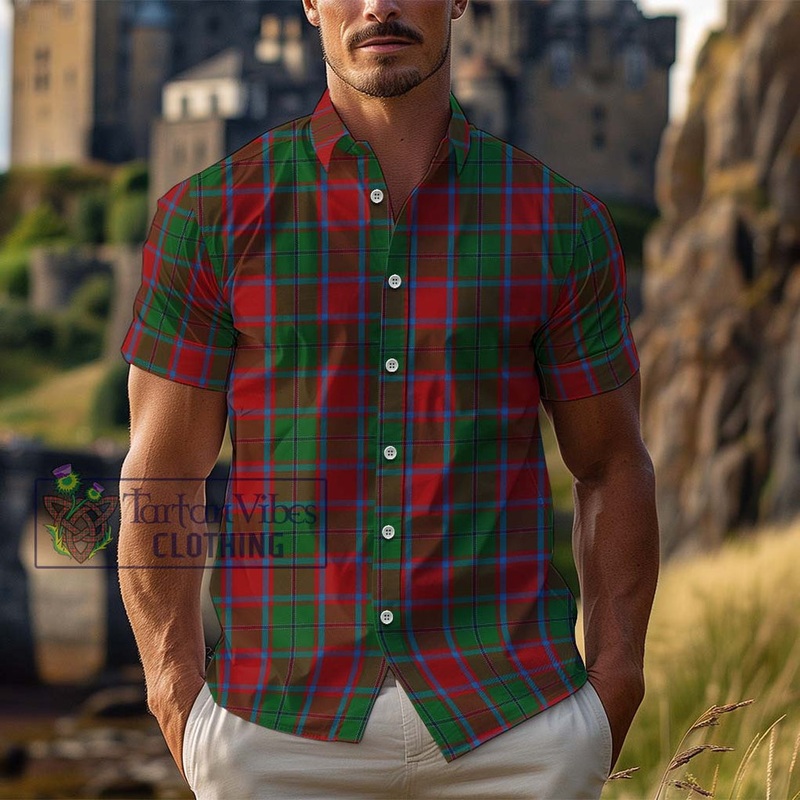 McPhail Blue Bands Tartan Cotton Hawaiian Shirt