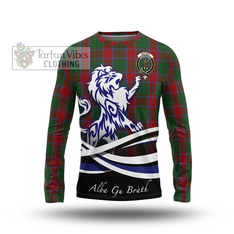 McPhail Blue Bands Tartan Long Sleeve T-Shirt with Alba Gu Brath Regal Lion Emblem