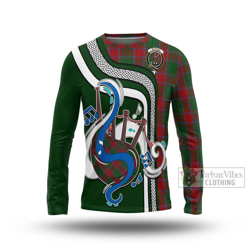 McPhail Blue Bands Tartan Long Sleeve T-Shirt with Epic Bagpipe Style
