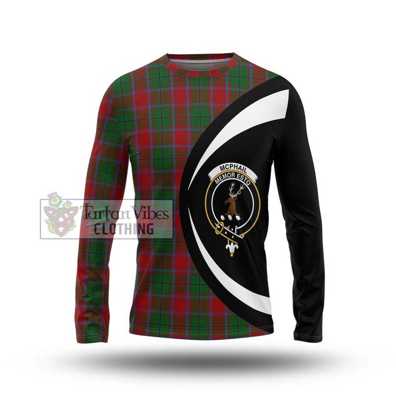 McPhail Blue Bands Tartan Long Sleeve T-Shirt with Family Crest Circle Style