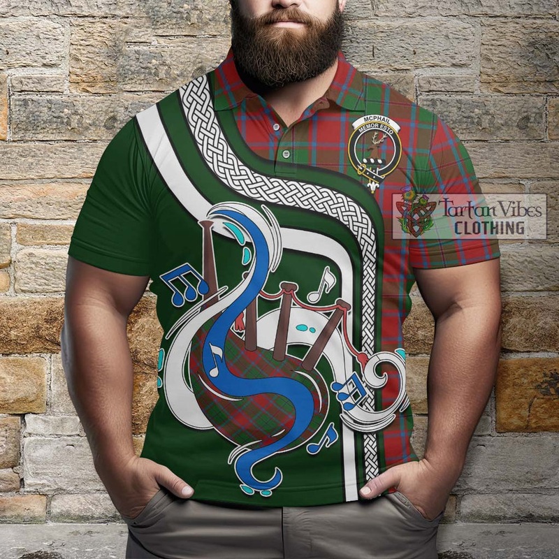McPhail Blue Bands Tartan Polo Shirt with Epic Bagpipe Style