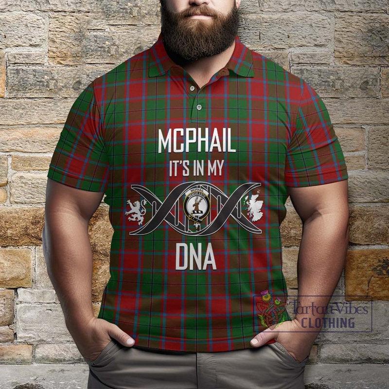 McPhail Blue Bands Tartan Polo Shirt with Family Crest DNA In Me Style