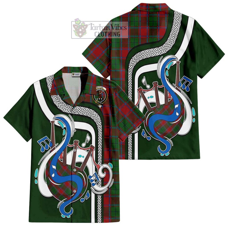 McPhail Blue Bands Tartan Short Sleeve Button Shirt with Epic Bagpipe Style