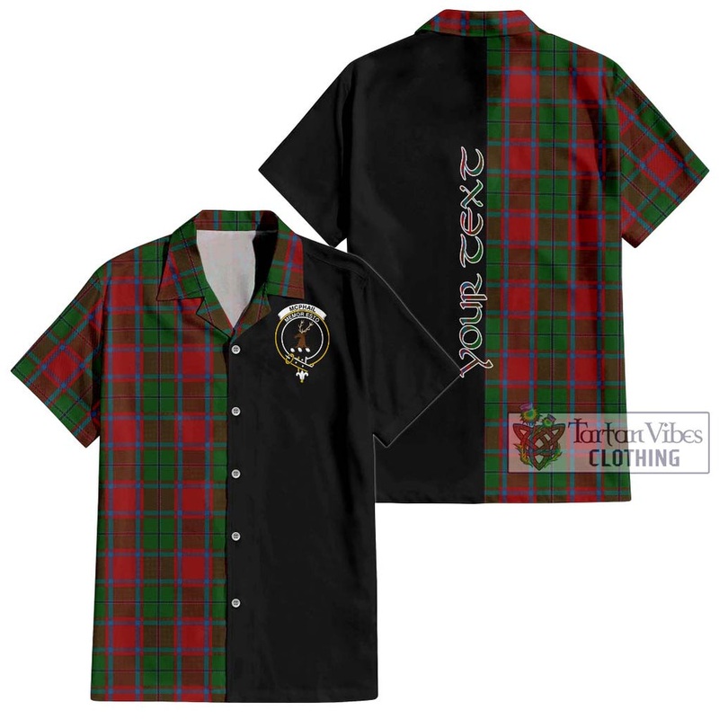 McPhail Blue Bands Tartan Short Sleeve Button Shirt with Family Crest and Half Of Me Style