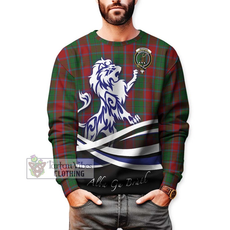 McPhail Blue Bands Tartan Sweatshirt with Alba Gu Brath Regal Lion Emblem