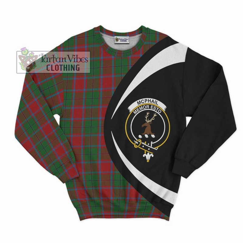 McPhail Blue Bands Tartan Sweatshirt with Family Crest Circle Style