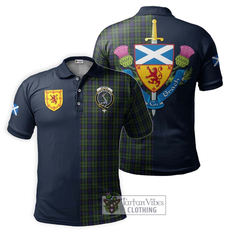 McNeil of Colonsay Tartan Polo Shirt Alba with Scottish Lion Royal Arm Half Style