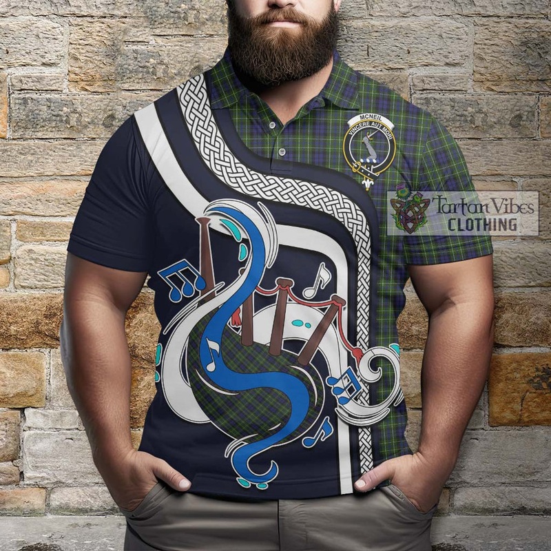 McNeil of Colonsay Tartan Polo Shirt with Epic Bagpipe Style