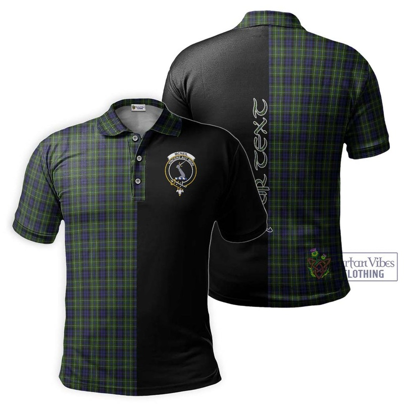 McNeil of Colonsay Tartan Polo Shirt with Family Crest and Half Of Me Style
