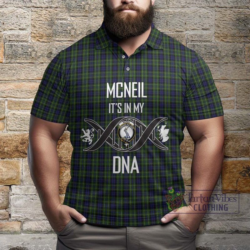 McNeil of Colonsay Tartan Polo Shirt with Family Crest DNA In Me Style