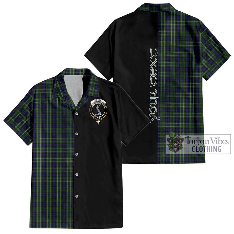 McNeil of Colonsay Tartan Short Sleeve Button Shirt with Family Crest and Half Of Me Style