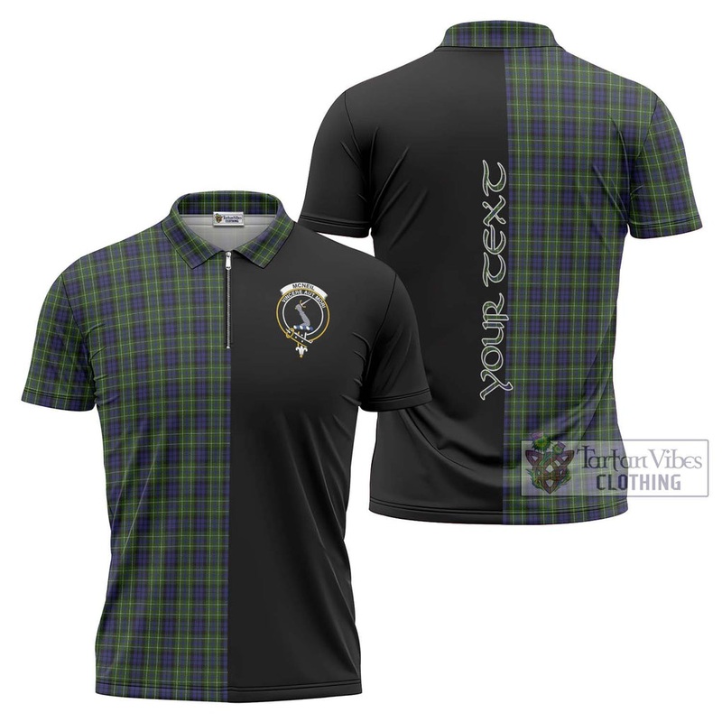 McNeil of Colonsay Tartan Zipper Polo Shirt with Family Crest and Half Of Me Style
