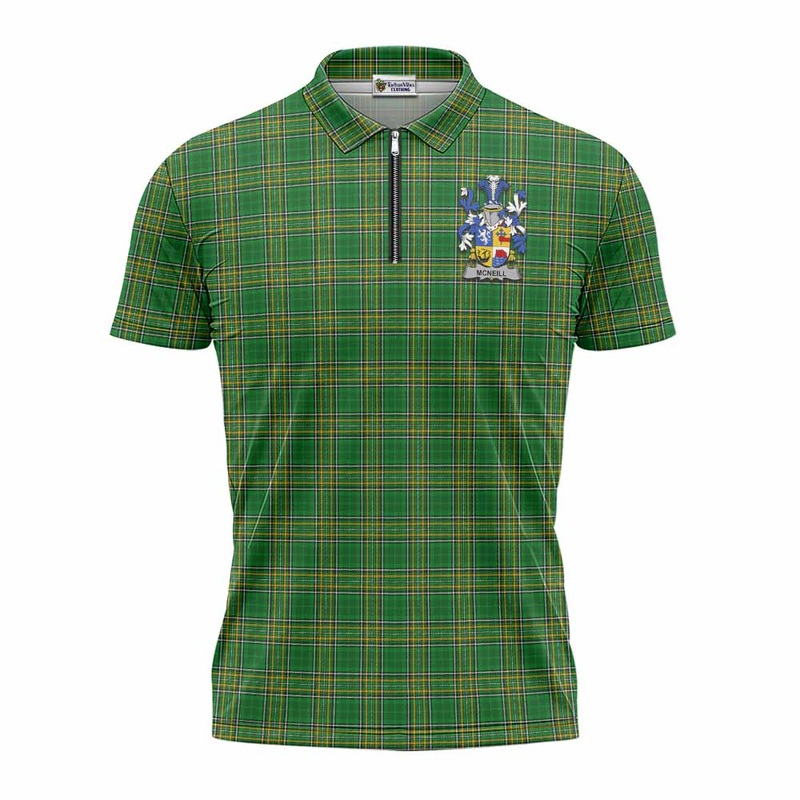 McNeill Irish Clan Tartan Zipper Polo Shirt with Coat of Arms