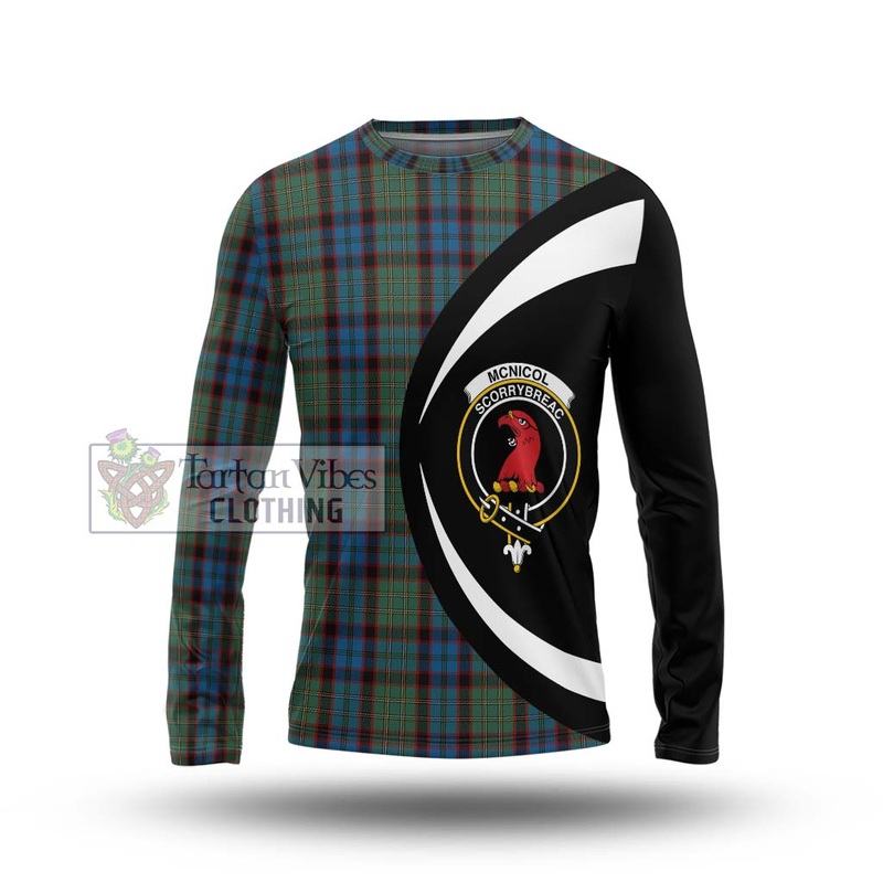 McNicol Hunting Tartan Long Sleeve T-Shirt with Family Crest Circle Style