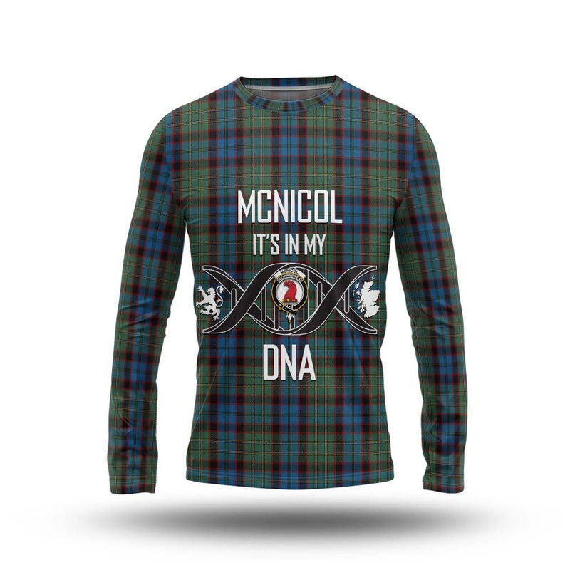 McNicol Hunting Tartan Long Sleeve T-Shirt with Family Crest DNA In Me Style