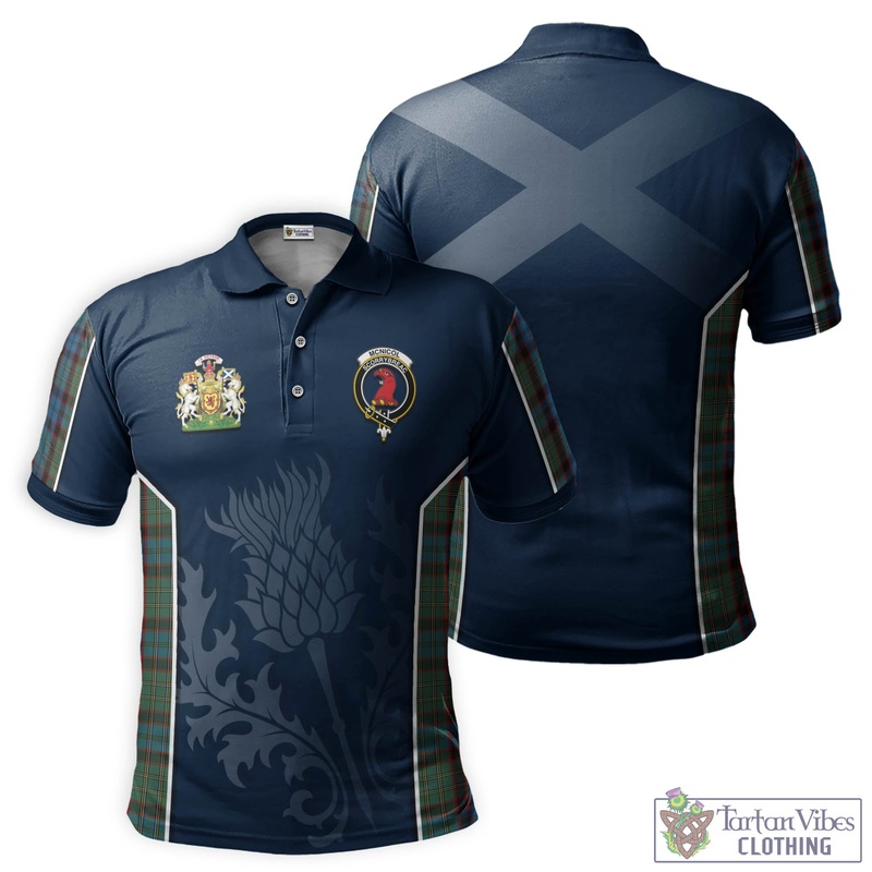 McNicol Hunting Tartan Men's Polo Shirt with Family Crest and Scottish Thistle Vibes Sport Style