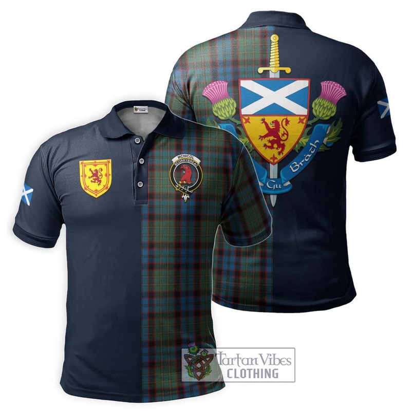 McNicol Hunting Tartan Polo Shirt Alba with Scottish Lion Royal Arm Half Style