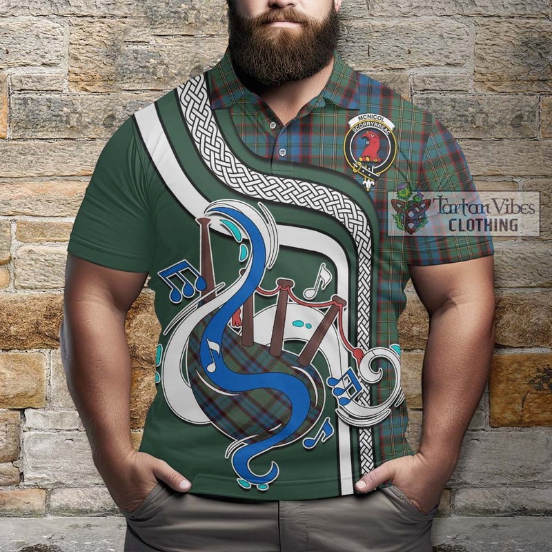 McNicol Hunting Tartan Polo Shirt with Epic Bagpipe Style