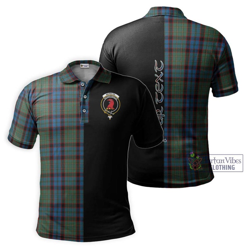 McNicol Hunting Tartan Polo Shirt with Family Crest and Half Of Me Style